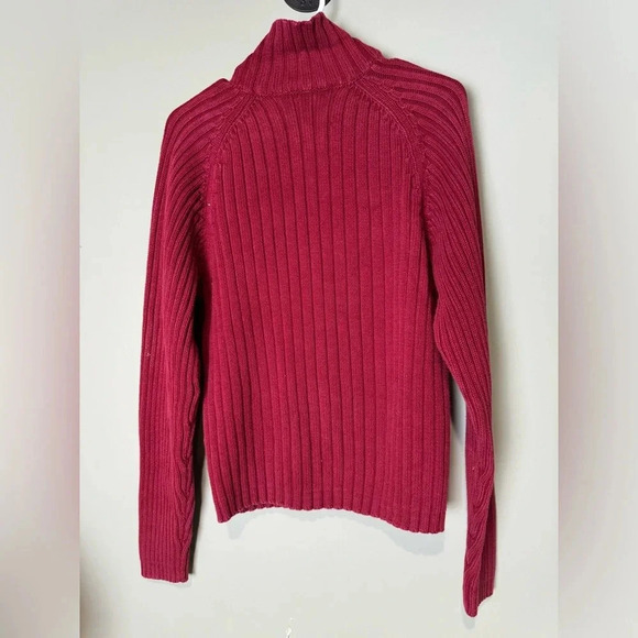 Abercrombie Fitch Women's Red Chunky Ribbed Mock Turtleneck Sweater Size Large - Picture 4 of 4